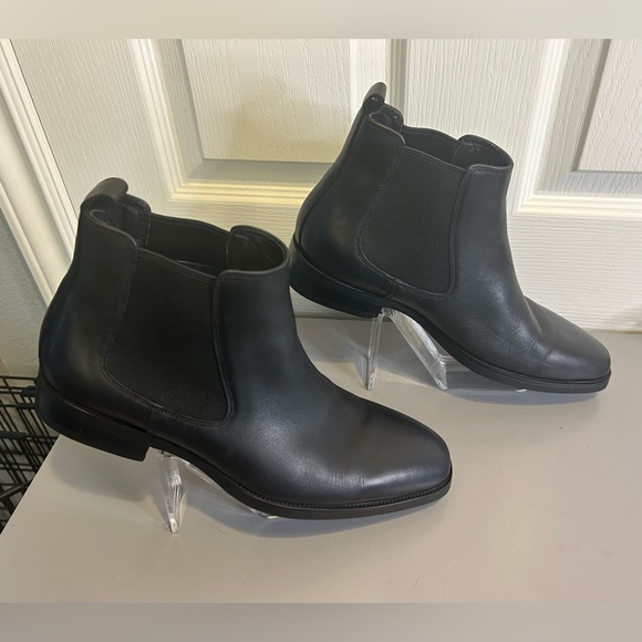 ♠️”Gifennse” Black Leather Chelsea Men’s Pull On Ankle Boots Size 9/42♠️ - Picture 5 of 15